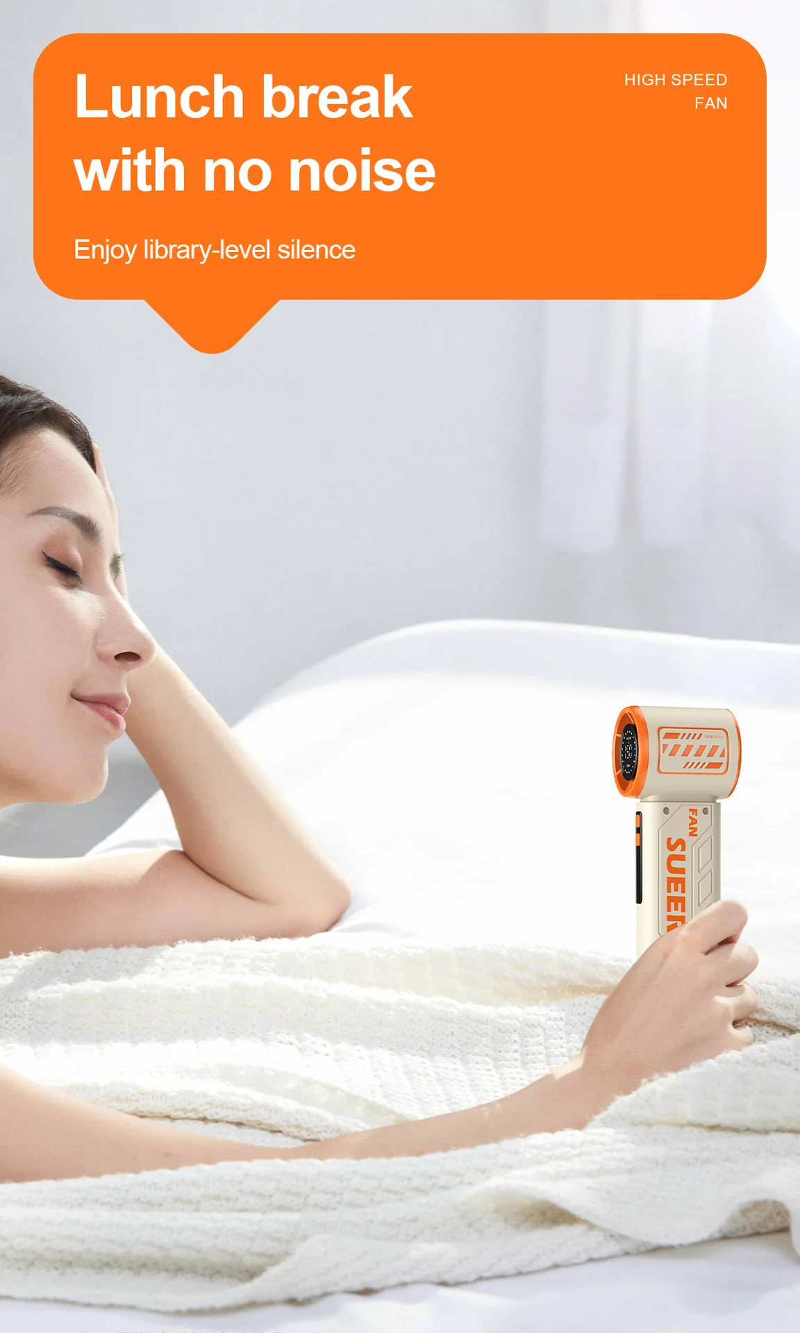 Ventilador Port&aacute;til de Mano BAOTAI - Ventilador Turbo Port&aacute;til con 150 Velocidades de Viento, 3600mAh y Carga USB Tipo-C