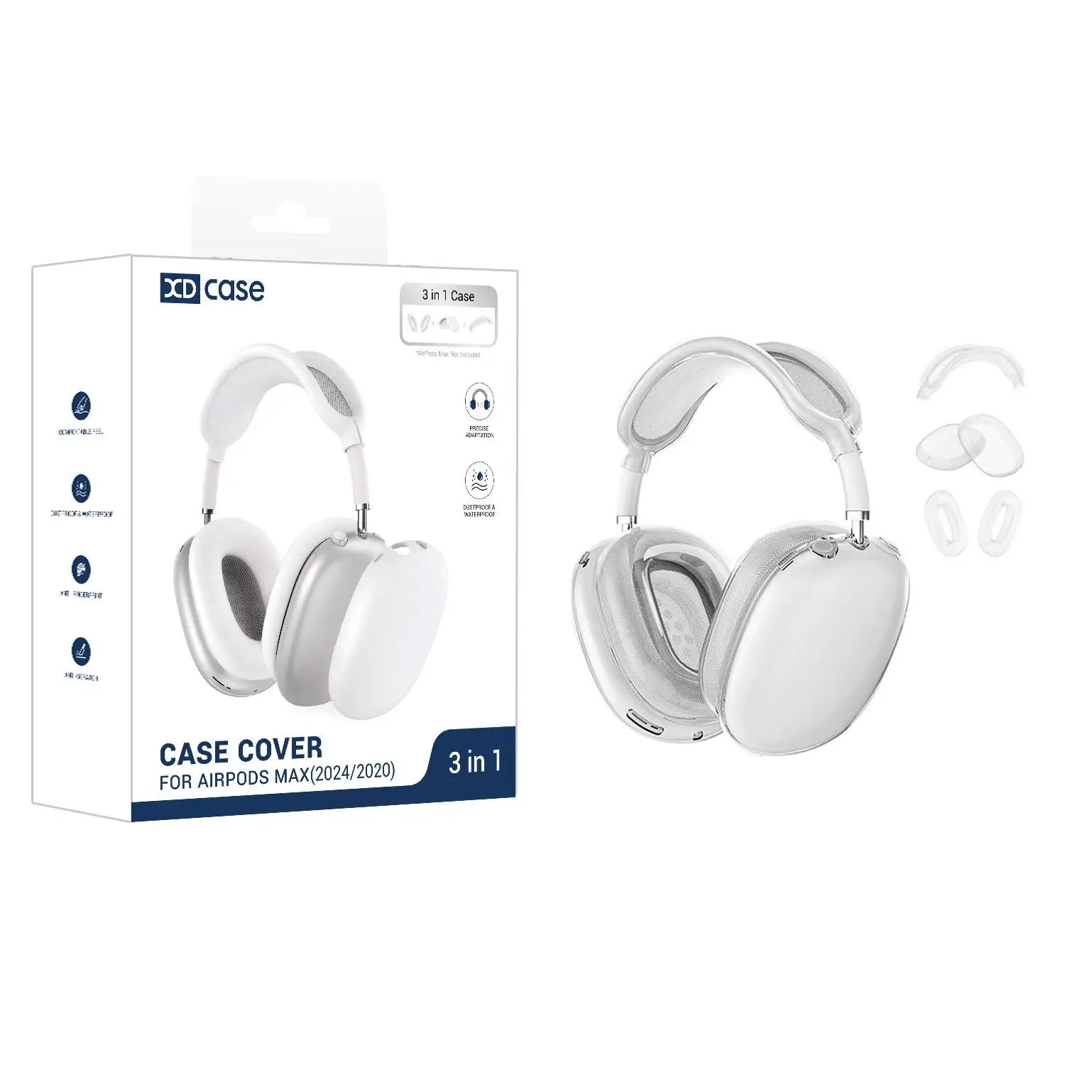 Funda Protectora para Auriculares XDcase 3 en 1 de TPU para Apple AirPods Max, Protector de Auriculares Multimedia