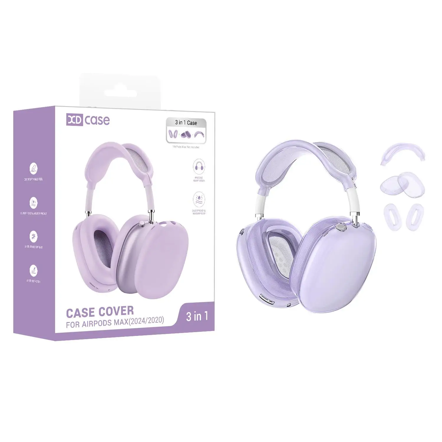 Funda Protectora para Auriculares XDcase 3 en 1 de TPU para Apple AirPods Max, Protector de Auriculares Multimedia