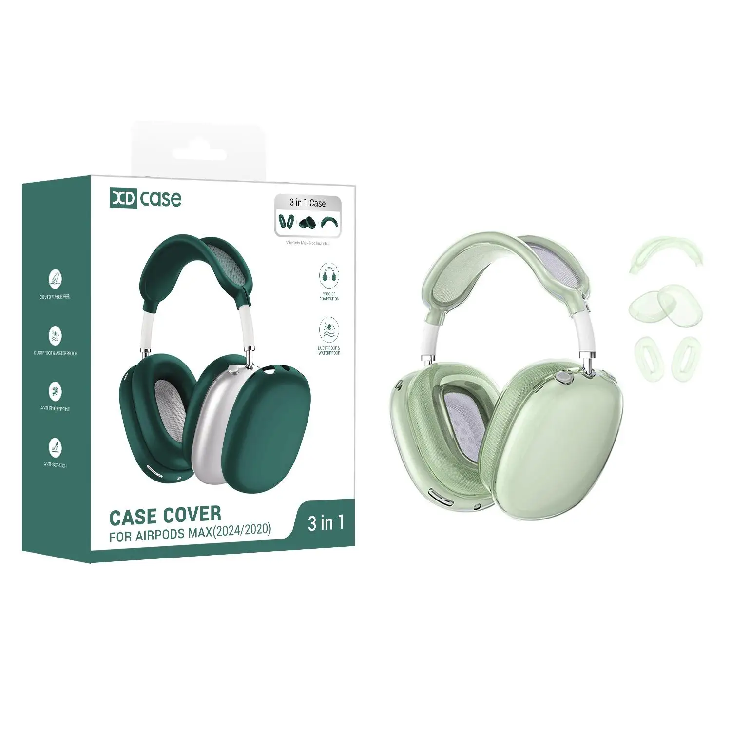 Funda Protectora para Auriculares XDcase 3 en 1 de TPU para Apple AirPods Max, Protector de Auriculares Multimedia