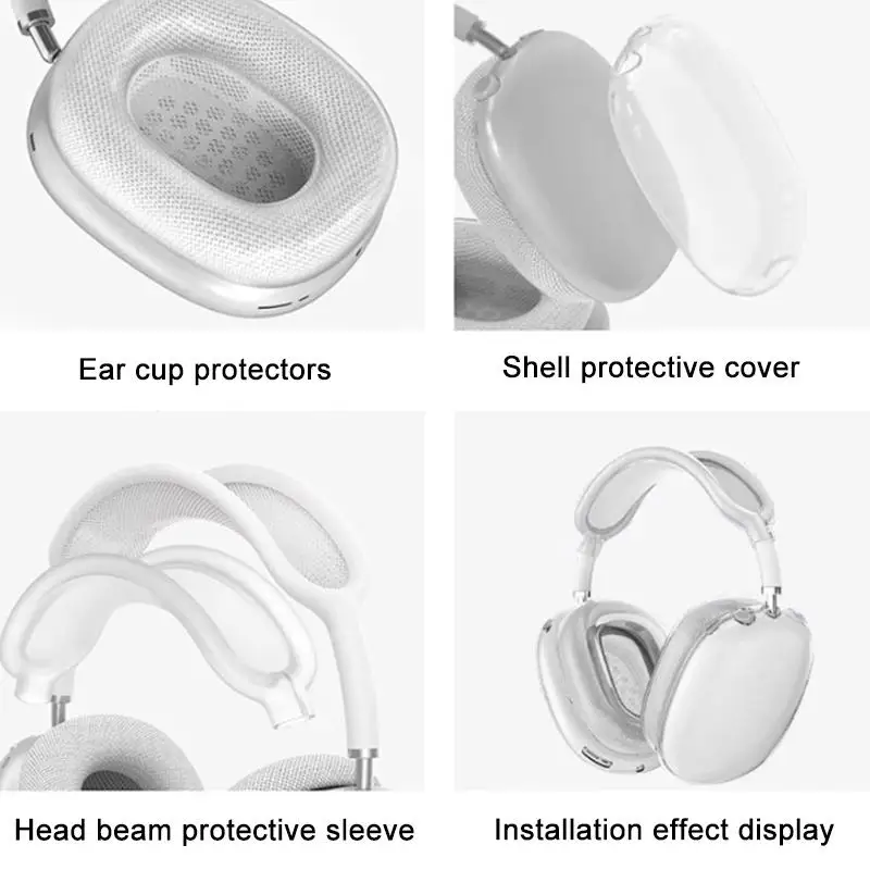 Funda Protectora para Auriculares XDcase 3 en 1 de TPU para Apple AirPods Max, Protector de Auriculares Multimedia
