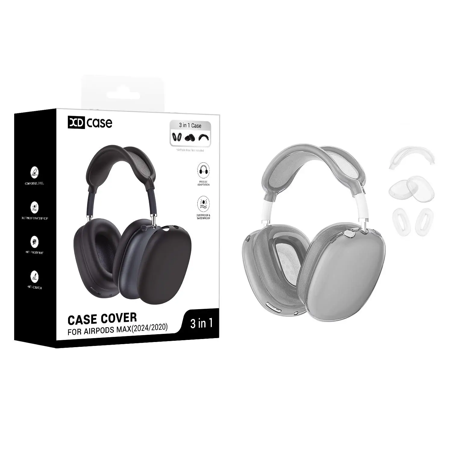 Funda Protectora para Auriculares XDcase 3 en 1 de TPU para Apple AirPods Max, Protector de Auriculares Multimedia