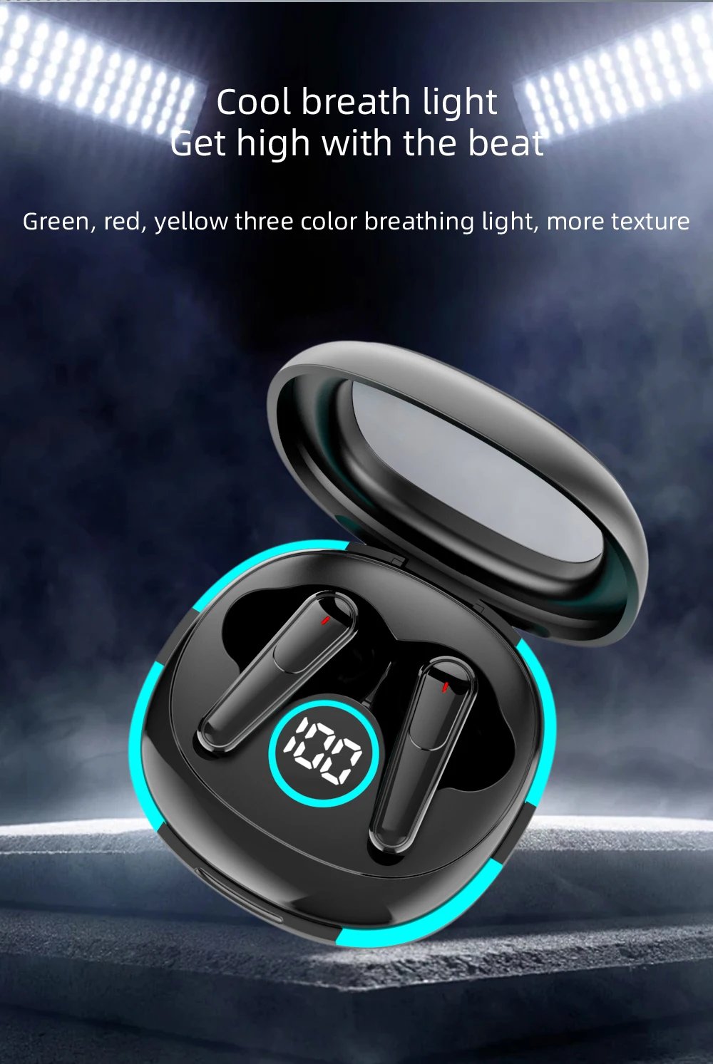 Venta caliente Plus50 ANC + ENC auriculares inalámbricos verdaderos, pantalla digital LED, toque inteligente para iPhone Android Venta caliente Plus50 ANC + ENC auriculares inalámbricos verdaderos, pantalla digital LED, toque inteligente para iPhone Android