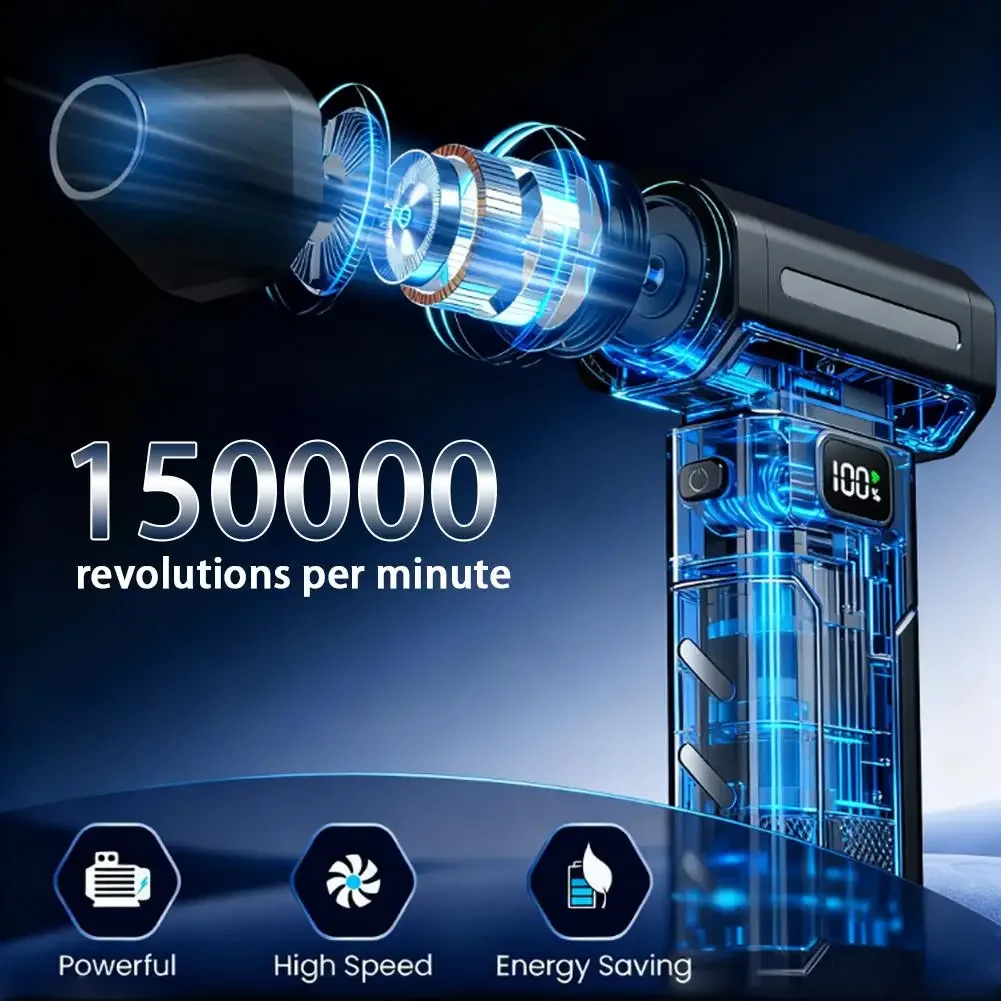 Soplador de ventilador Turbo Jet sin escobillas X8, potente soplador de aire el&eacute;ctrico de 150000RPM, aspiradora, limpiador de polvo port&aacute;til, ventilador violento