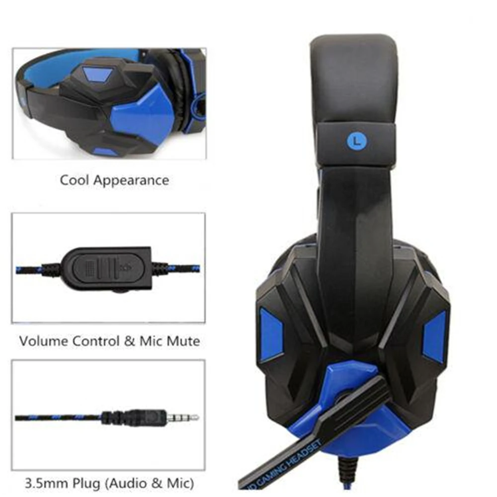 Auriculares con cable para PS4, PS5, Xbox, Smartphone, PC, auriculares para juegos, auriculares ajustables de 120 &deg; con micr&oacute;fono con cancelaci&oacute;n de ruido