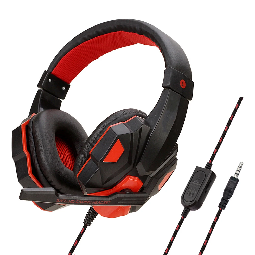 Auriculares con cable para PS4, PS5, Xbox, Smartphone, PC, auriculares para juegos, auriculares ajustables de 120 &deg; con micr&oacute;fono con cancelaci&oacute;n de ruido