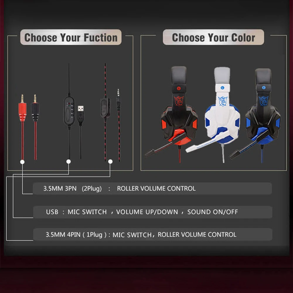 Auriculares con cable para PS4, PS5, Xbox, Smartphone, PC, auriculares para juegos, auriculares ajustables de 120 &deg; con micr&oacute;fono con cancelaci&oacute;n de ruido