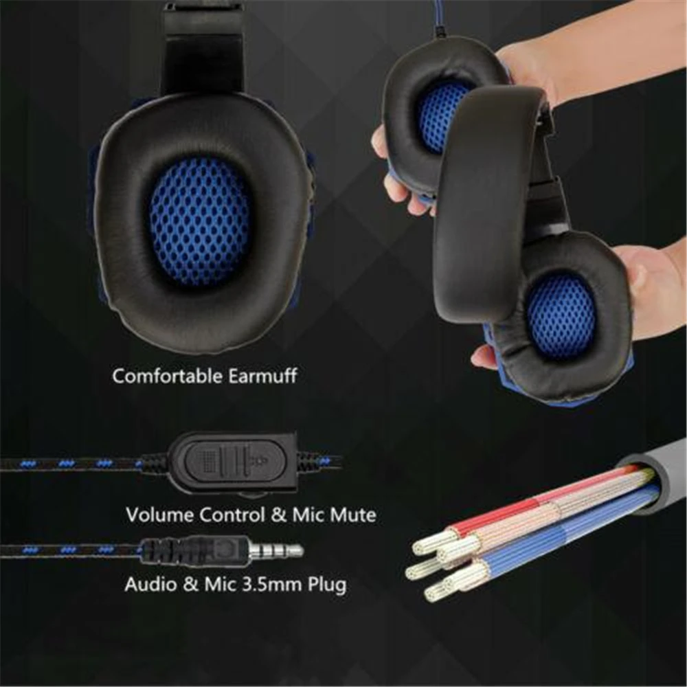 Auriculares con cable para PS4, PS5, Xbox, Smartphone, PC, auriculares para juegos, auriculares ajustables de 120 &deg; con micr&oacute;fono con cancelaci&oacute;n de ruido