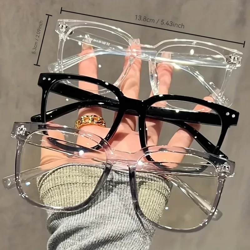 Gafas de bloqueo de luz azul con montura cuadrada unisex, aspecto elegante para el campus, gafas &oacute;pticas favorecedoras de la cara, 3 uds.