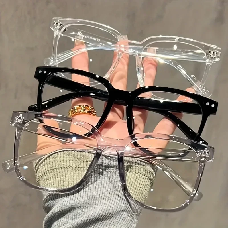 Gafas de bloqueo de luz azul con montura cuadrada unisex, aspecto elegante para el campus, gafas &oacute;pticas favorecedoras de la cara, 3 uds.