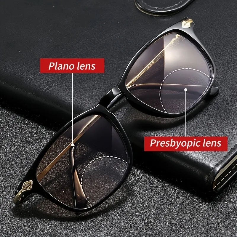 Gafas de lectura bifocales Retro, montura cuadrada elegante Unisex, dise&ntilde;o de bisagra de resorte, aumento de 1,0 a 4,0x, 2 uds.