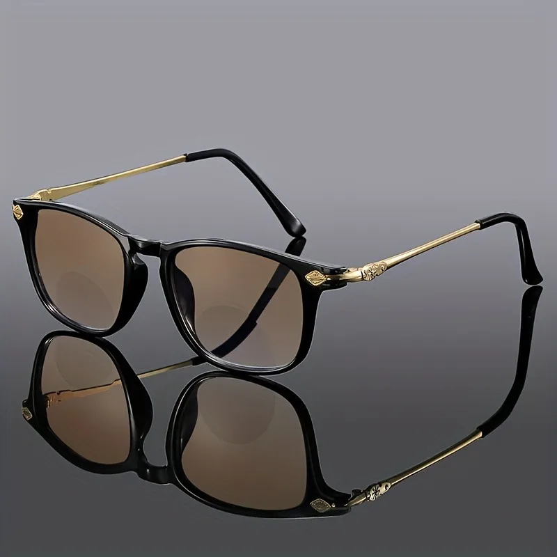 Gafas de lectura bifocales Retro, montura cuadrada elegante Unisex, dise&ntilde;o de bisagra de resorte, aumento de 1,0 a 4,0x, 2 uds.