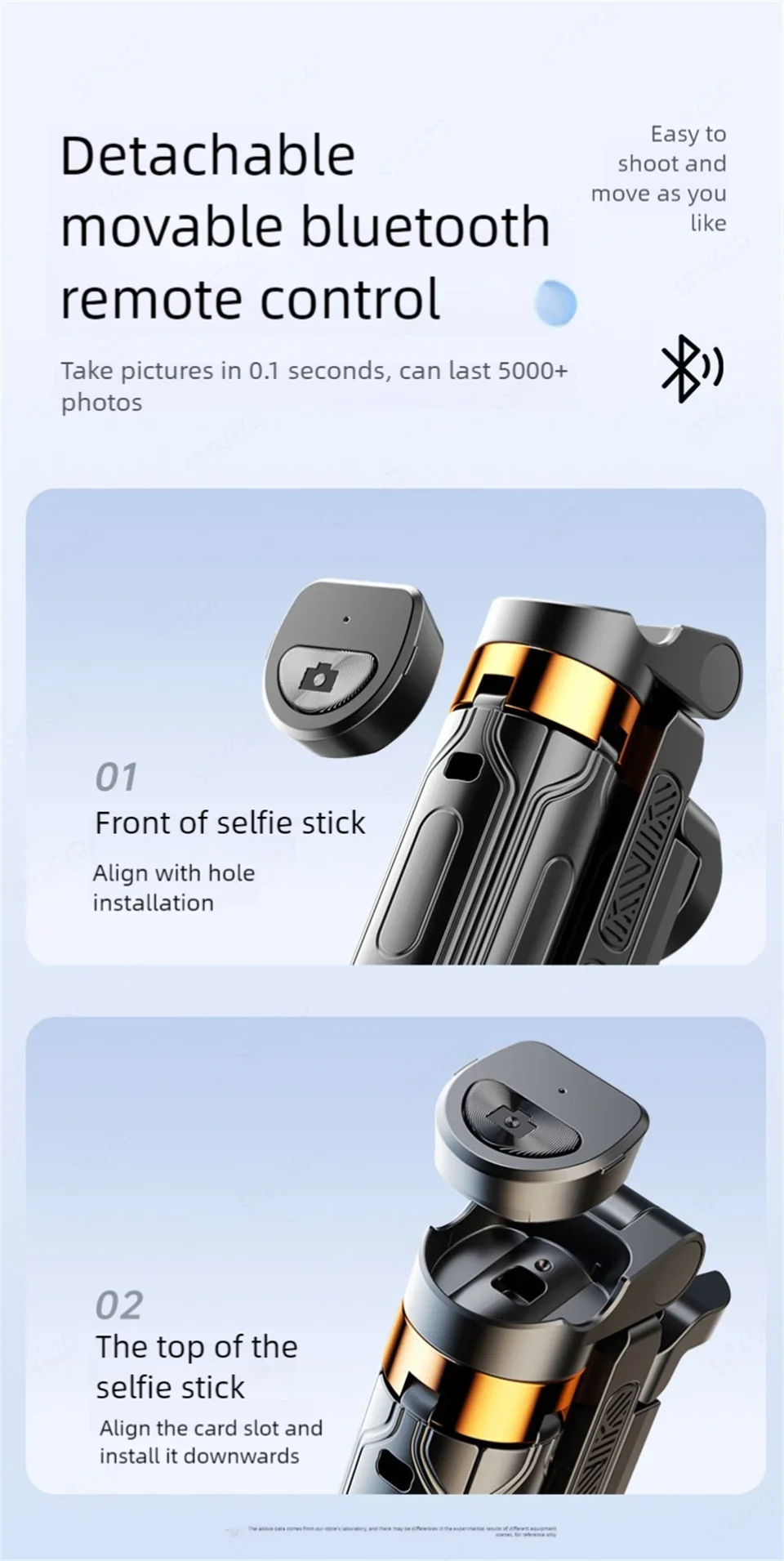 FANGTUOSI Mini palo de Selfie soporte para tel&eacute;fono port&aacute;til ayuda de disparo dise&ntilde;o integrado vers&aacute;til control remoto Bluetooth para transmisiones en vivo