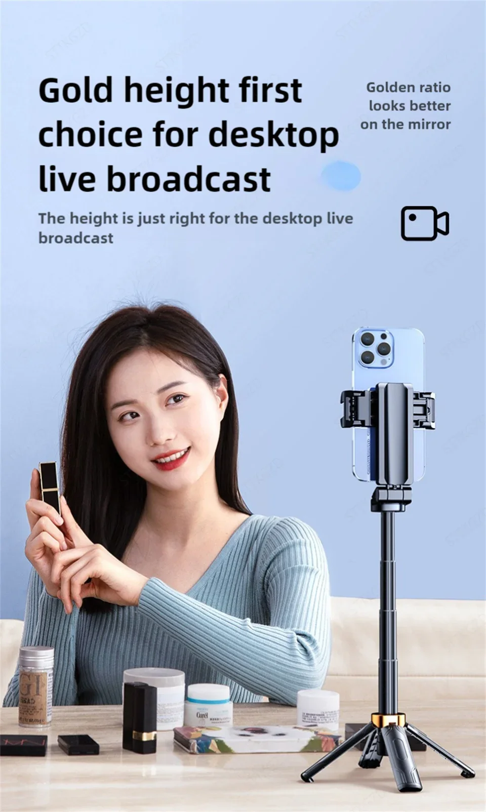 FANGTUOSI Mini palo de Selfie soporte para tel&eacute;fono port&aacute;til ayuda de disparo dise&ntilde;o integrado vers&aacute;til control remoto Bluetooth para transmisiones en vivo