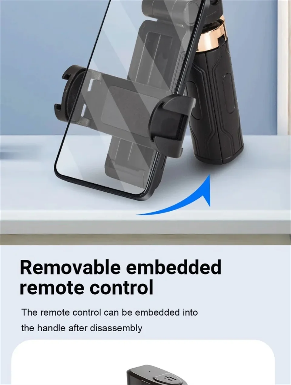 FANGTUOSI Mini palo de Selfie soporte para tel&eacute;fono port&aacute;til ayuda de disparo dise&ntilde;o integrado vers&aacute;til control remoto Bluetooth para transmisiones en vivo