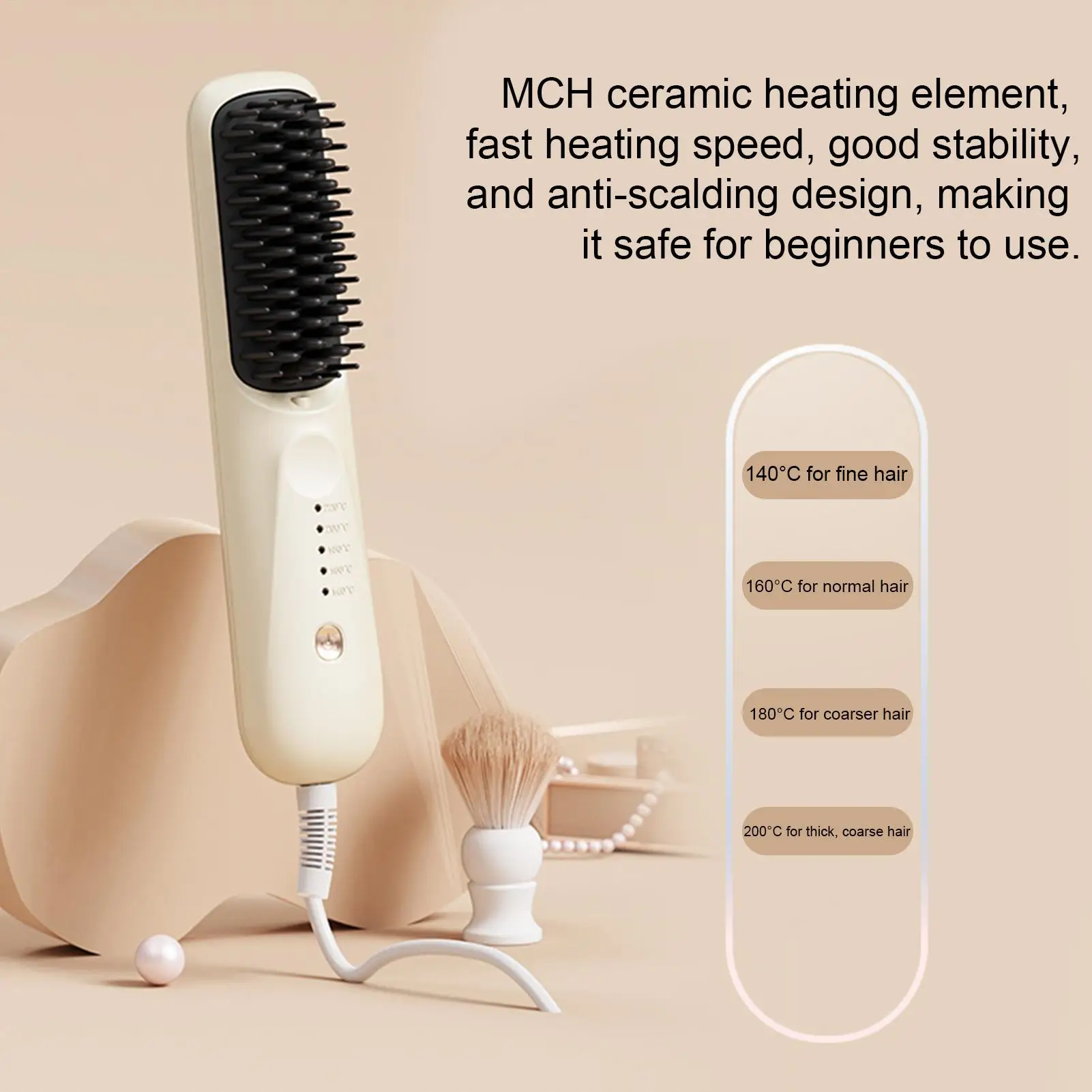 Cepillo Alisador de Cabello con 5 Modos de Calentamiento, Iones Negativos, Multi-Temperatura, Cepillo El&eacute;ctrico, Peine Caliente, Herramienta para Alisar el Cabello