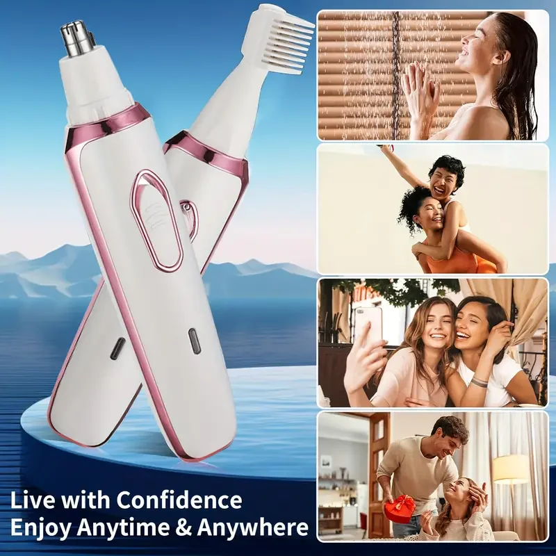 Dispositivo de depilaci&oacute;n el&eacute;ctrico 4 en 1 para mujer, conjunto de recortador de Afeitadora el&eacute;ctrica multifuncional para mujer, recortador de hilo de Bikini para mujer