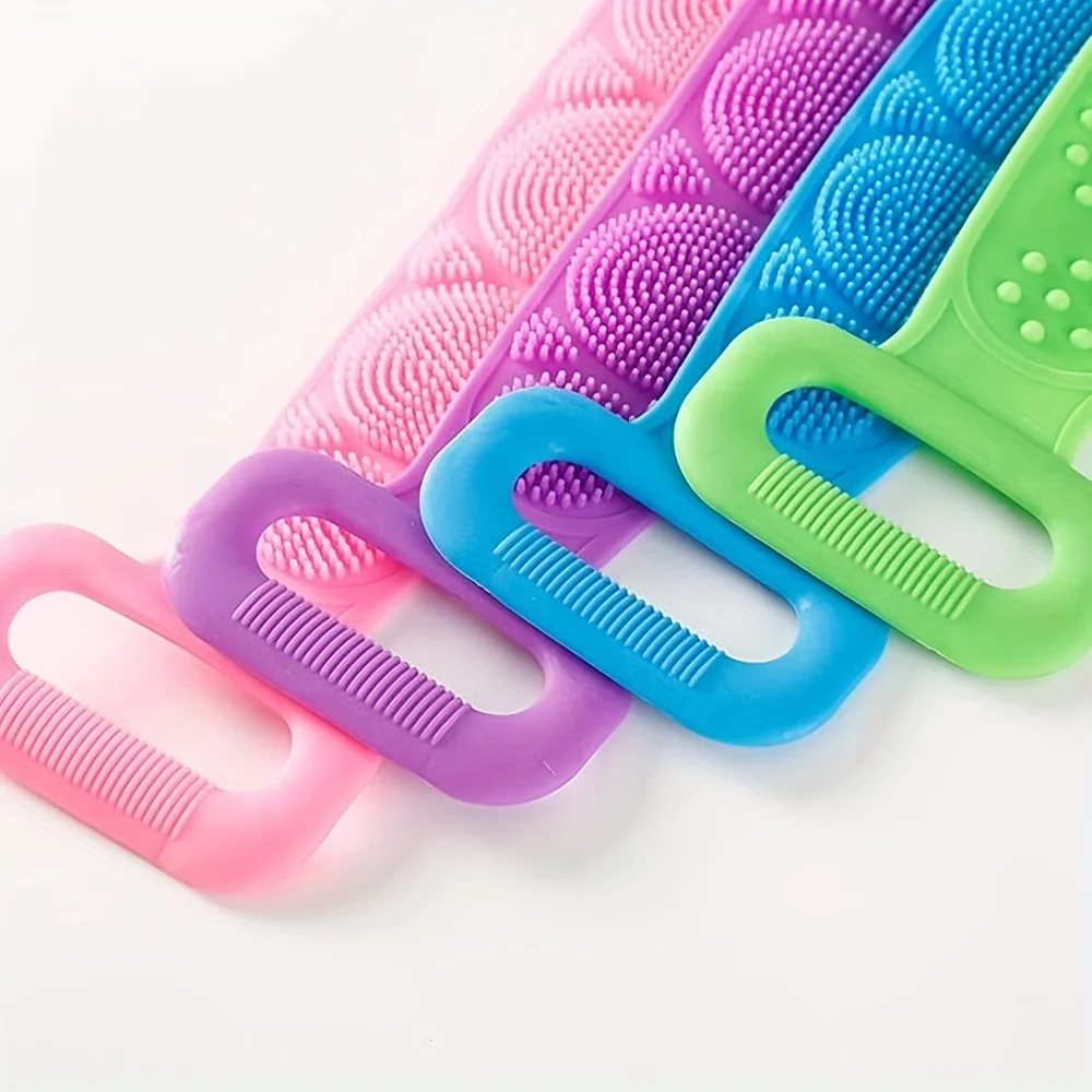 Cepillo exfoliante de silicona para ba&ntilde;o, cepillo para espalda, limpiador corporal, correa de limpieza, accesorio de ba&ntilde;o