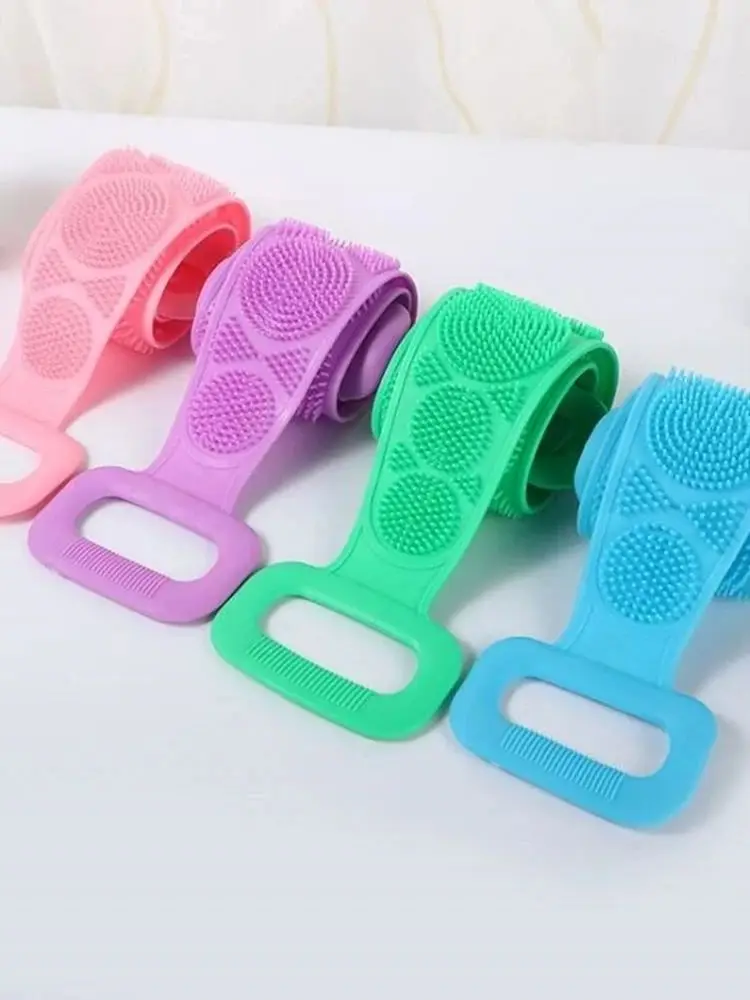 Cepillo exfoliante de silicona para ba&ntilde;o, cepillo para espalda, limpiador corporal, correa de limpieza, accesorio de ba&ntilde;o