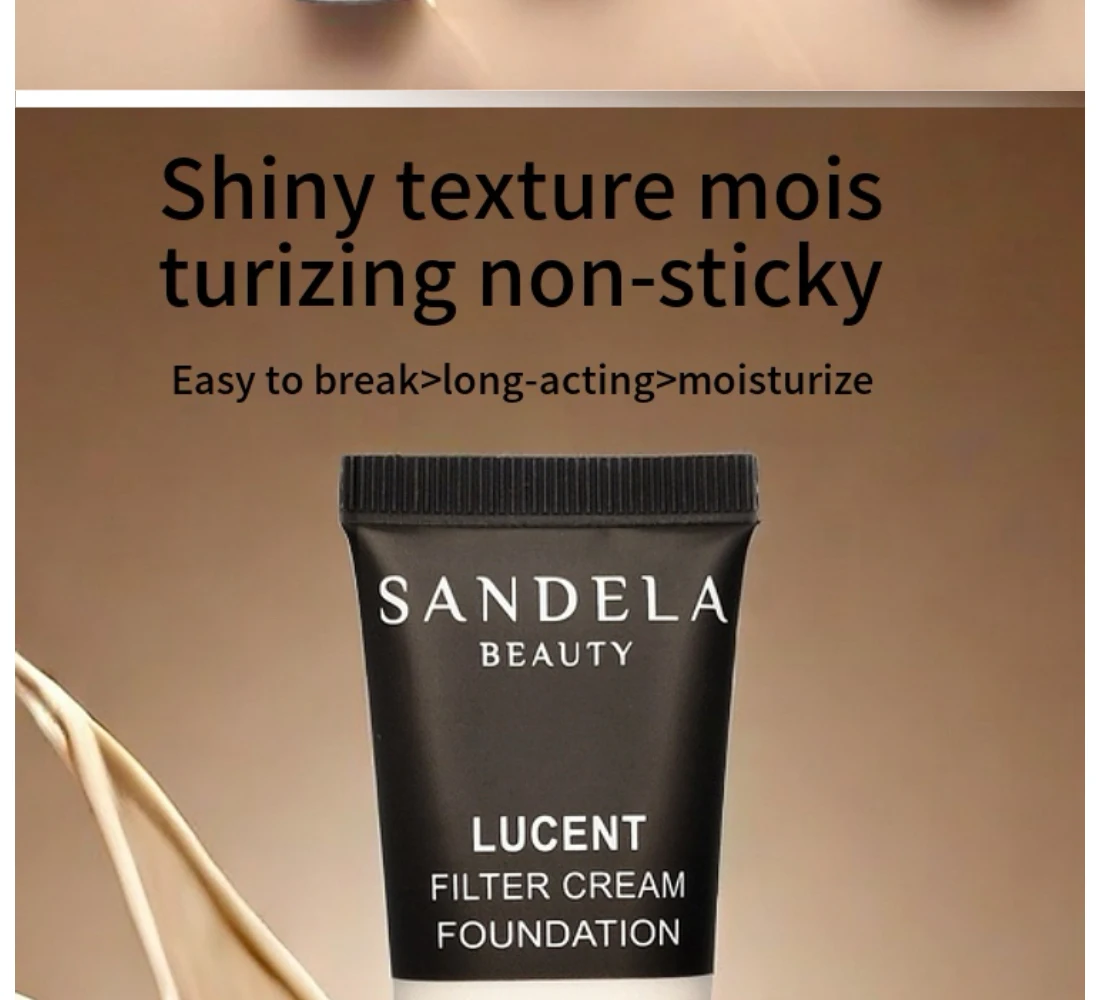 Sandela-base hidratante te&ntilde;ida, maquillaje l&iacute;quido, corrector de maquillaje facial, resistente al agua
