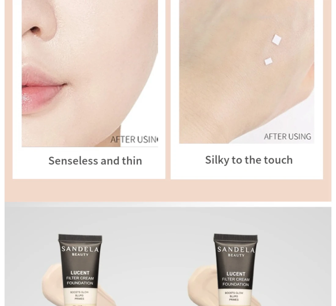 Sandela-base hidratante te&ntilde;ida, maquillaje l&iacute;quido, corrector de maquillaje facial, resistente al agua