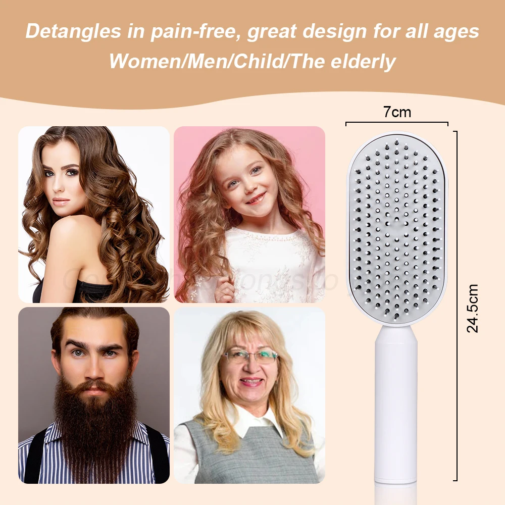 Peine de masaje con Airbag tipo prensa de una tecla, cepillo para el cabello desenredante h&uacute;medo y seco, duradero para el cabello largo de las mujeres, regalo para el cuidado del cabello en el hogar