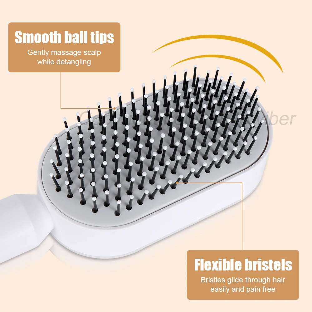 Peine de masaje con Airbag tipo prensa de una tecla, cepillo para el cabello desenredante h&uacute;medo y seco, duradero para el cabello largo de las mujeres, regalo para el cuidado del cabello en el hogar