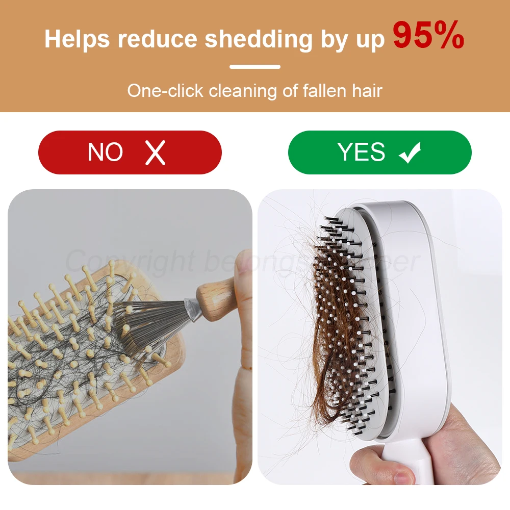 Peine de masaje con Airbag tipo prensa de una tecla, cepillo para el cabello desenredante h&uacute;medo y seco, duradero para el cabello largo de las mujeres, regalo para el cuidado del cabello en el hogar