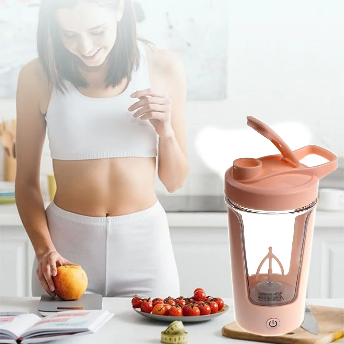 Taza de licuadora port&aacute;til de 450ml, botella agitadora de prote&iacute;na en polvo, taza deportiva para Fitness, agitadores de nutrici&oacute;n, taza mezcladora para ejercicio corporal