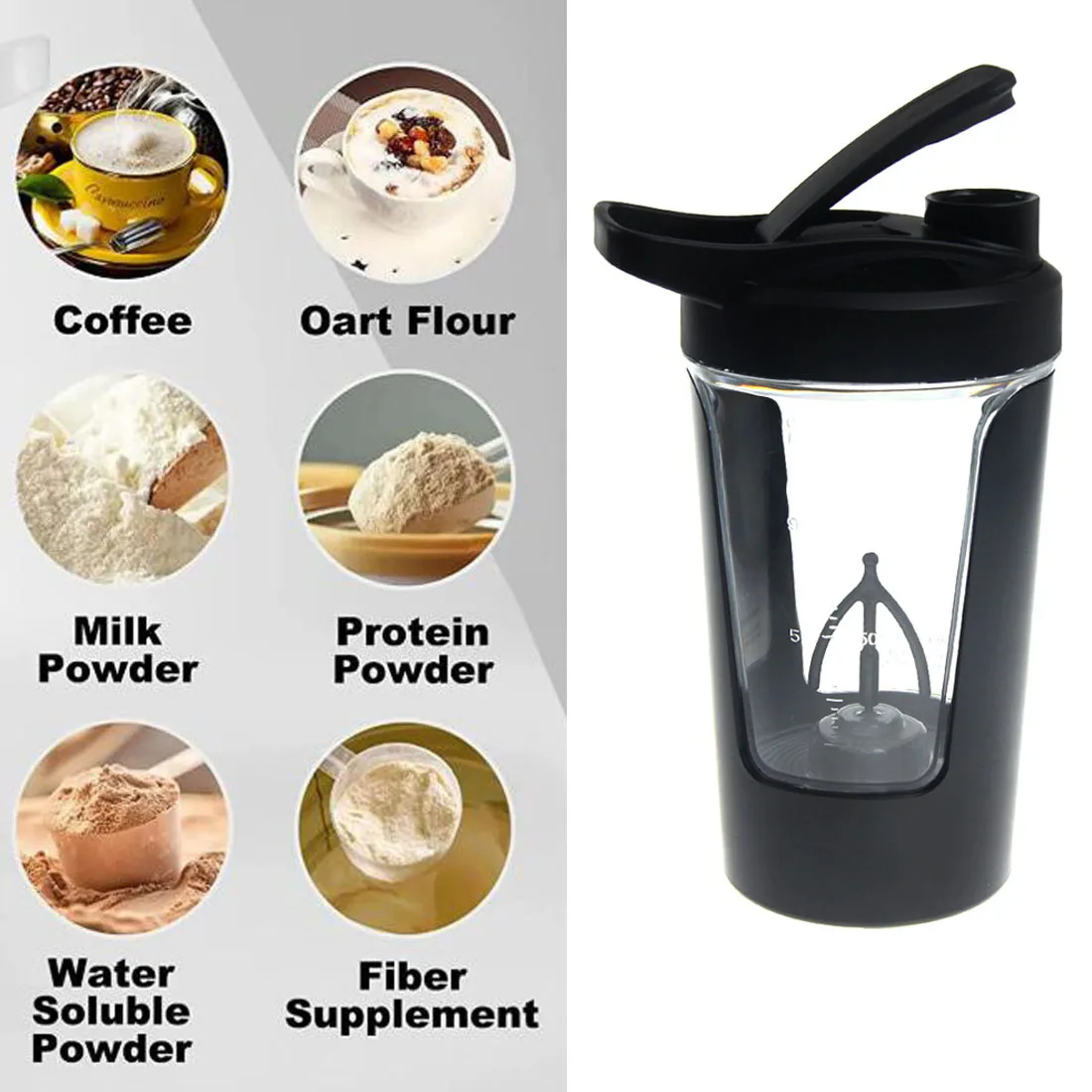 Taza de licuadora port&aacute;til de 450ml, botella agitadora de prote&iacute;na en polvo, taza deportiva para Fitness, agitadores de nutrici&oacute;n, taza mezcladora para ejercicio corporal