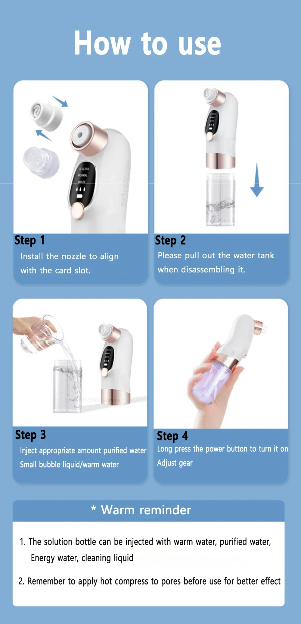 Removedor de espinillas, aspirador de poros, limpiador facial el&eacute;ctrico, espinillas, acn&eacute;, eliminaci&oacute;n de cabeza negra, recargable por USB, ciclo de agua, eliminaci&oacute;n de puntos negros