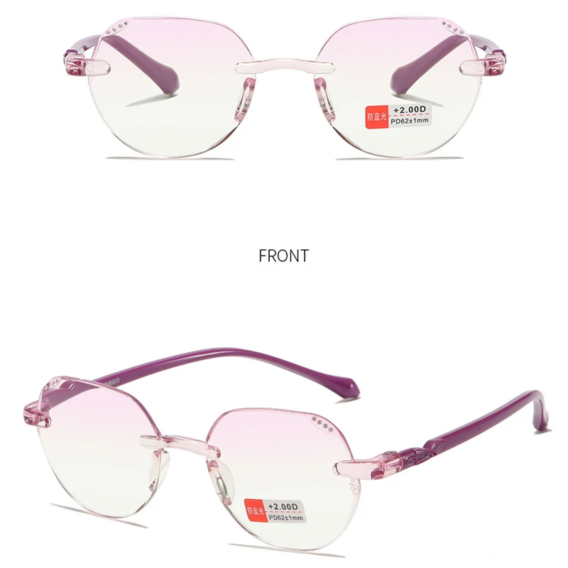 Gafas de lectura progresivas bifocales sin montura para hombres y mujeres, gafas antiluz azul cerca de lejos, gafas Vintage + 1,0 + 1,5 + 2,0 + 2,5 + 4,0