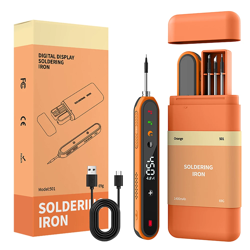 Kit de Soldador Eléctrico Digital Tipo-C de 8-15W, Temperatura Ajustable Inteligente, Calentamiento Rápido, Mini Soldadores, Herramienta de Reparación Kit de Soldador Eléctrico Digital Tipo-C de 8-15W, Temperatura Ajustable Inteligente, Calentamiento Rápido, Mini Soldadores, Herramienta de Reparación