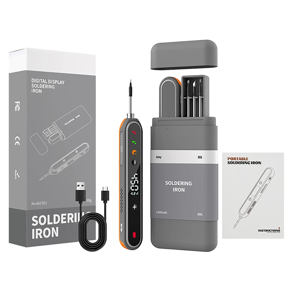 Kit de Soldador Eléctrico Digital Tipo-C de 8-15W, Temperatura Ajustable Inteligente, Calentamiento Rápido, Mini Soldadores, Herramienta de Reparación Kit de Soldador Eléctrico Digital Tipo-C de 8-15W, Temperatura Ajustable Inteligente, Calentamiento Rápido, Mini Soldadores, Herramienta de Reparación