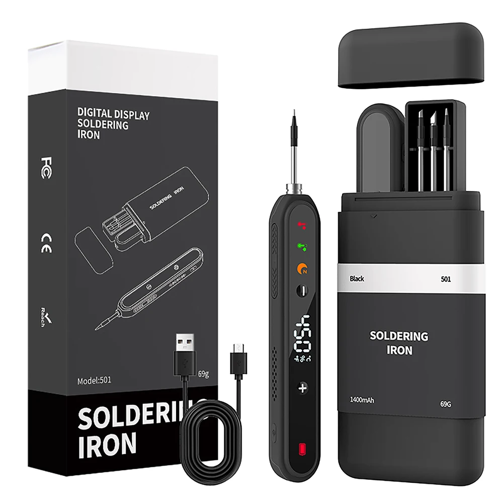 Kit de Soldador Eléctrico Digital Tipo-C de 8-15W, Temperatura Ajustable Inteligente, Calentamiento Rápido, Mini Soldadores, Herramienta de Reparación Kit de Soldador Eléctrico Digital Tipo-C de 8-15W, Temperatura Ajustable Inteligente, Calentamiento Rápido, Mini Soldadores, Herramienta de Reparación