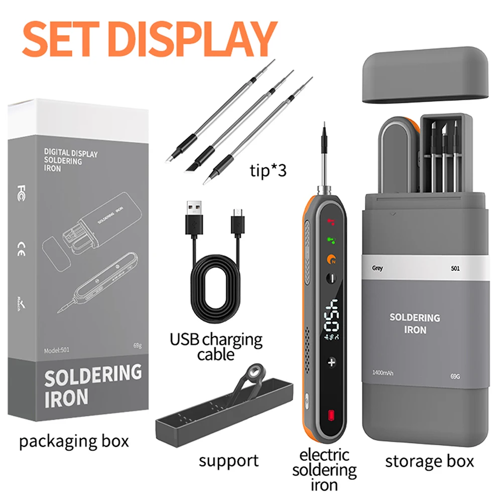 Kit de Soldador Eléctrico Digital Tipo-C de 8-15W, Temperatura Ajustable Inteligente, Calentamiento Rápido, Mini Soldadores, Herramienta de Reparación Kit de Soldador Eléctrico Digital Tipo-C de 8-15W, Temperatura Ajustable Inteligente, Calentamiento Rápido, Mini Soldadores, Herramienta de Reparación