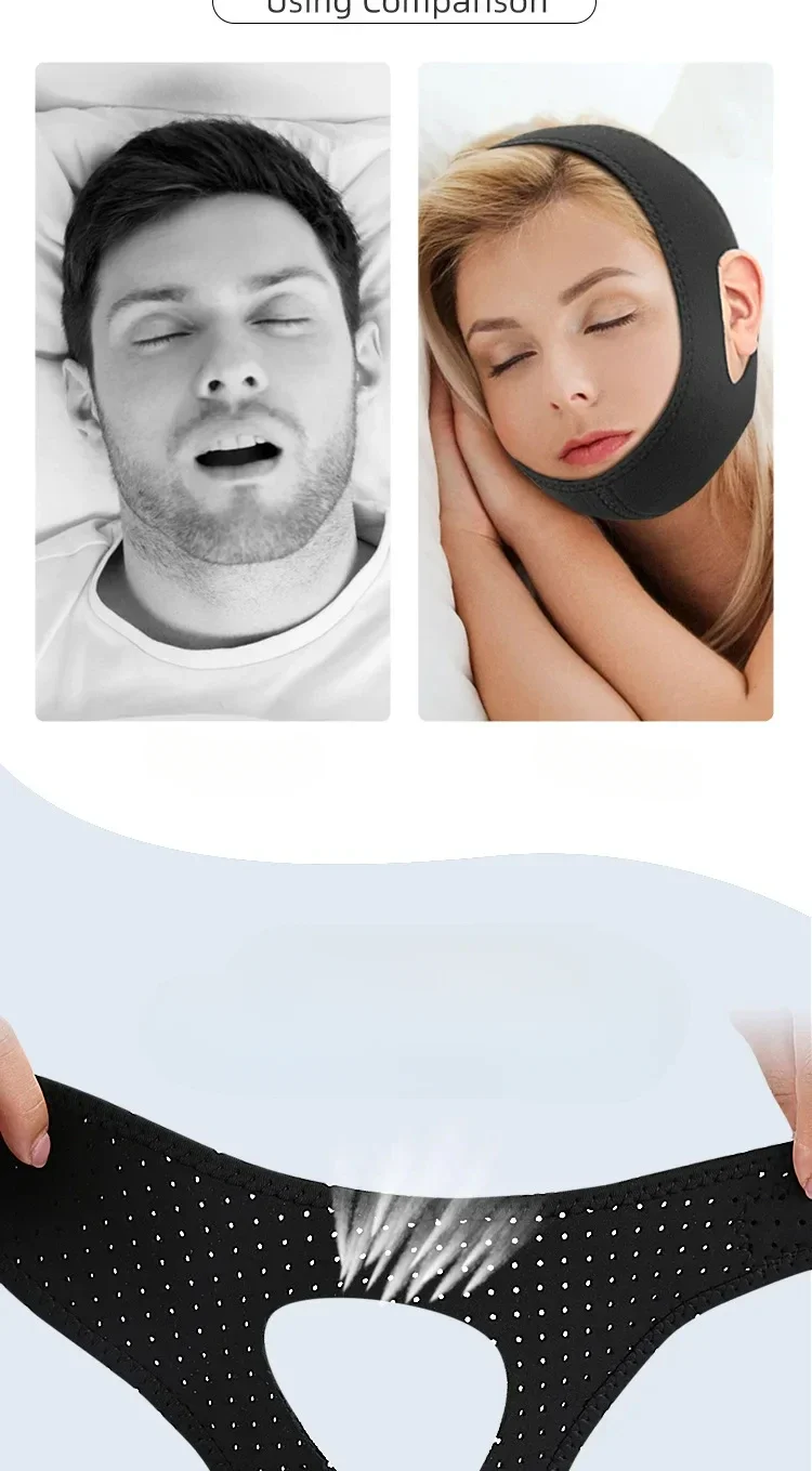 Cintur&oacute;n antironquidos ajustable para aliviar los ronquidos, correa transpirable para la barbilla, ayuda para dormir de noche, soporte para la mand&iacute;bula, protecci&oacute;n contra los ronquidos para hombres y