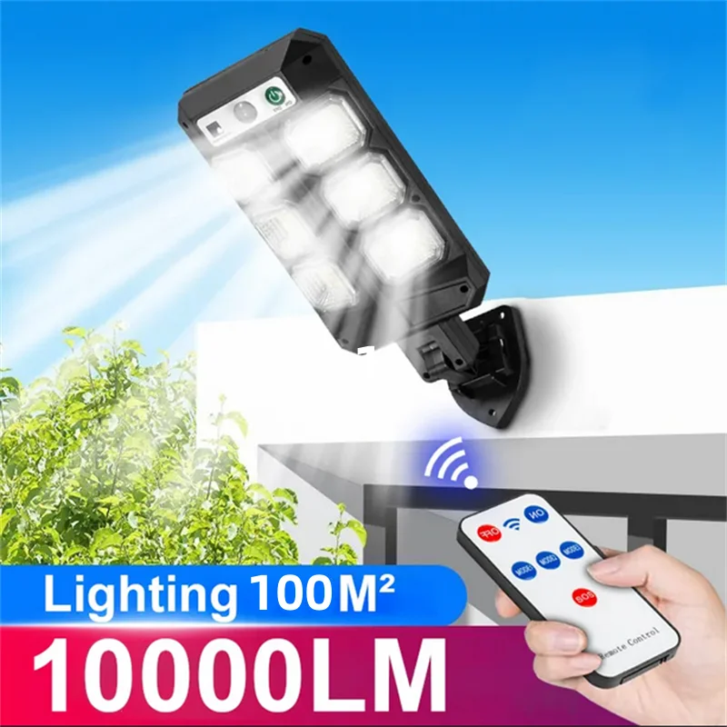 L&aacute;mpara Solar de 2000LM para Exteriores, L&aacute;mpara Solar con Sensor de Movimiento, Control Remoto, Impermeable, para Calle, Pared, Jard&iacute;n