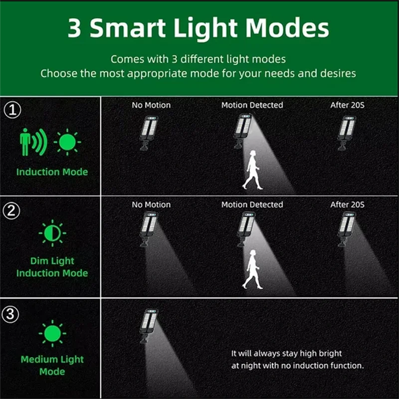 L&aacute;mpara Solar de 2000LM para Exteriores, L&aacute;mpara Solar con Sensor de Movimiento, Control Remoto, Impermeable, para Calle, Pared, Jard&iacute;n