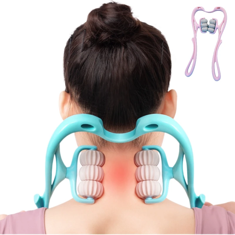 Rodillo de masaje de columna Cervical de 6 ruedas, Manual de oficina, alivio multifunci&oacute;n, espalda, cintura, hombros, cuello, Clip, equipo deportivo
