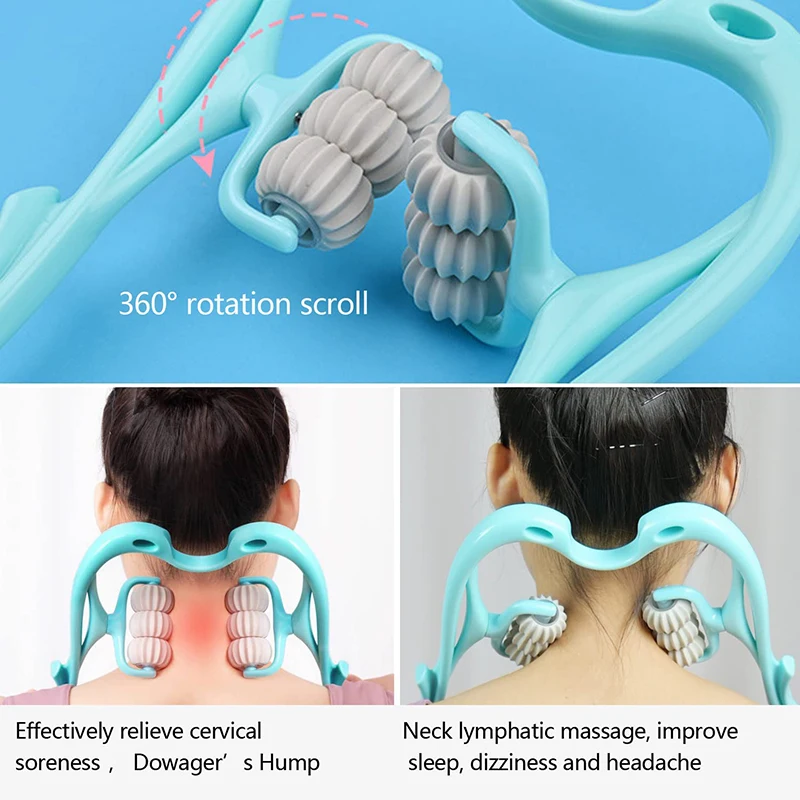 Rodillo de masaje de columna Cervical de 6 ruedas, Manual de oficina, alivio multifunci&oacute;n, espalda, cintura, hombros, cuello, Clip, equipo deportivo