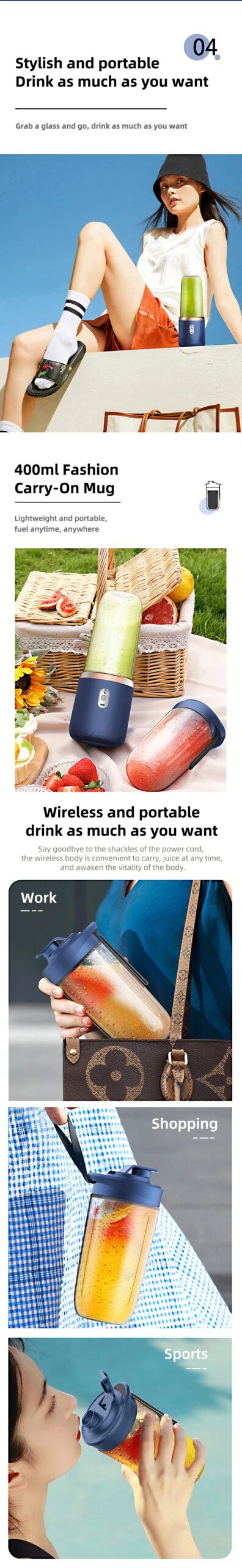 Vaso Mezclador Port&aacute;til USB Personal con Una o Dos Tazas para Viajes, Licuadora para Botellas de Agua