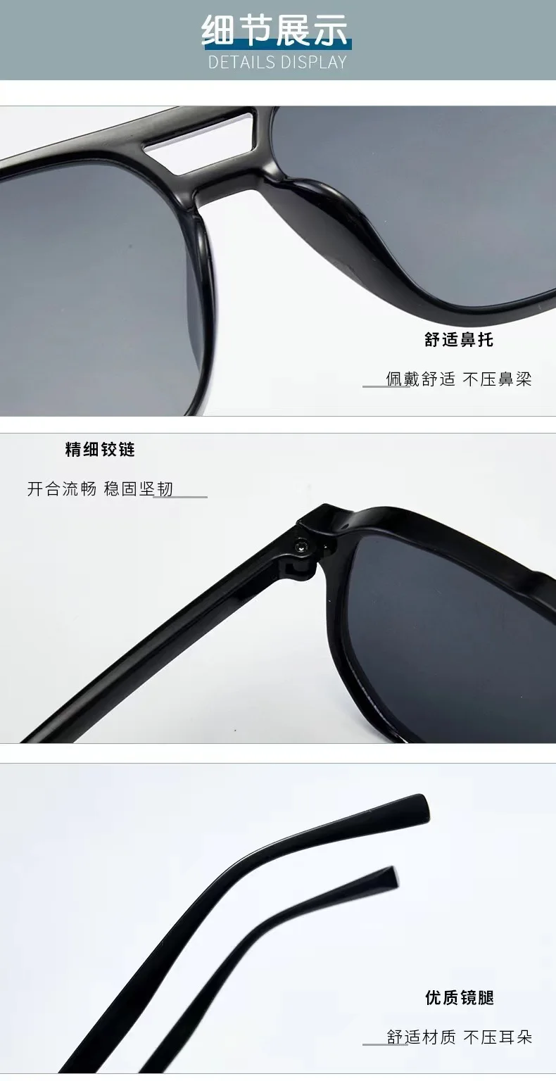 Gafas de sol cuadradas con montura grande para hombres y mujeres, montura ligera, gafas de sol negras y amarillas con protecci&oacute;n UV