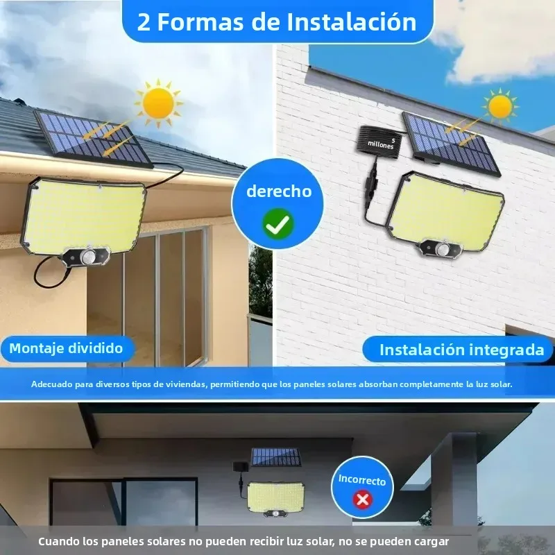 Luz Solar de Alta Potencia con Sensor de 234 LED, 3 Modos de Funcionamiento, IP65 Impermeable, para Jardín, Patio, Valla, Decoración de Pared Luz Solar de Alta Potencia con Sensor de 234 LED, 3 Modos de Funcionamiento, IP65 Impermeable, para Jardín, Patio, Valla, Decoración de Pared
