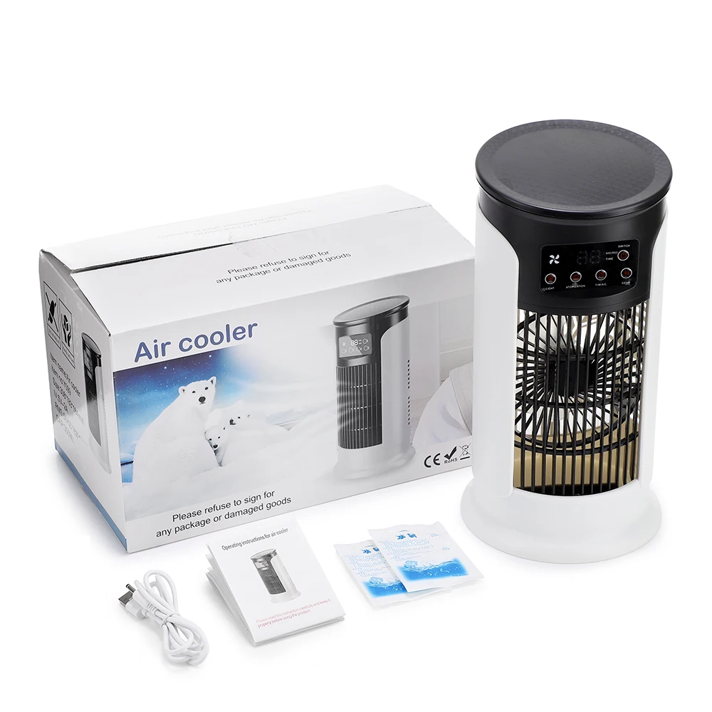 Ventilador dom&eacute;stico 3 en 1, aire acondicionado port&aacute;til, enfriador de aire de 6 velocidades, luz LED nocturna, humidificador, ventilador de ajuste de aire, ventilador para oficina y hogar