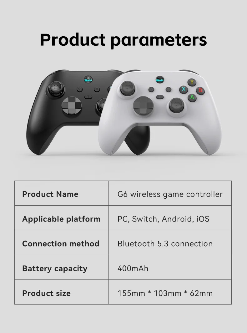 Controlador de juegos m&oacute;vil inal&aacute;mbrico G6 con gatillo y joystick Hall, compatible con Switch/PC/Android/iOS