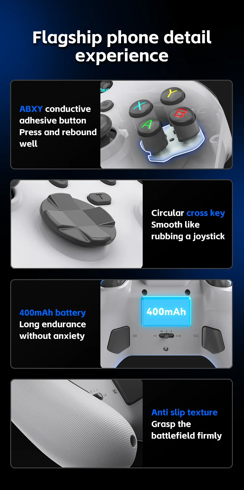 Controlador de juegos m&oacute;vil inal&aacute;mbrico G6 con gatillo y joystick Hall, compatible con Switch/PC/Android/iOS