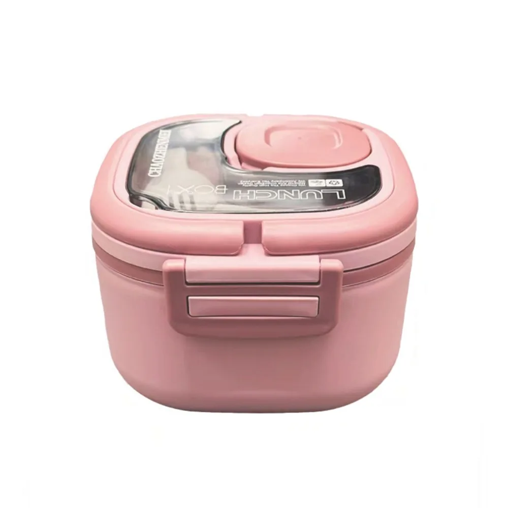 Fiambrera aislada de plástico/acero inoxidable, Bento Box con cubiertos, salida de campamento, azul/verde/rosa/blanco, 15*15*9,6 CM Fiambrera aislada de plástico/acero inoxidable, Bento Box con cubiertos, salida de campamento, azul/verde/rosa/blanco, 15*15*9,6 CM