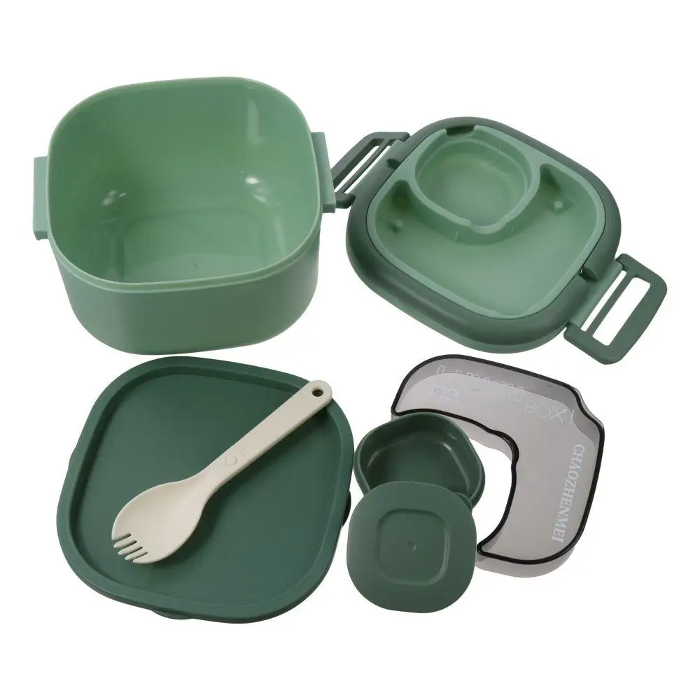 Fiambrera aislada de plástico/acero inoxidable, Bento Box con cubiertos, salida de campamento, azul/verde/rosa/blanco, 15*15*9,6 CM Fiambrera aislada de plástico/acero inoxidable, Bento Box con cubiertos, salida de campamento, azul/verde/rosa/blanco, 15*15*9,6 CM