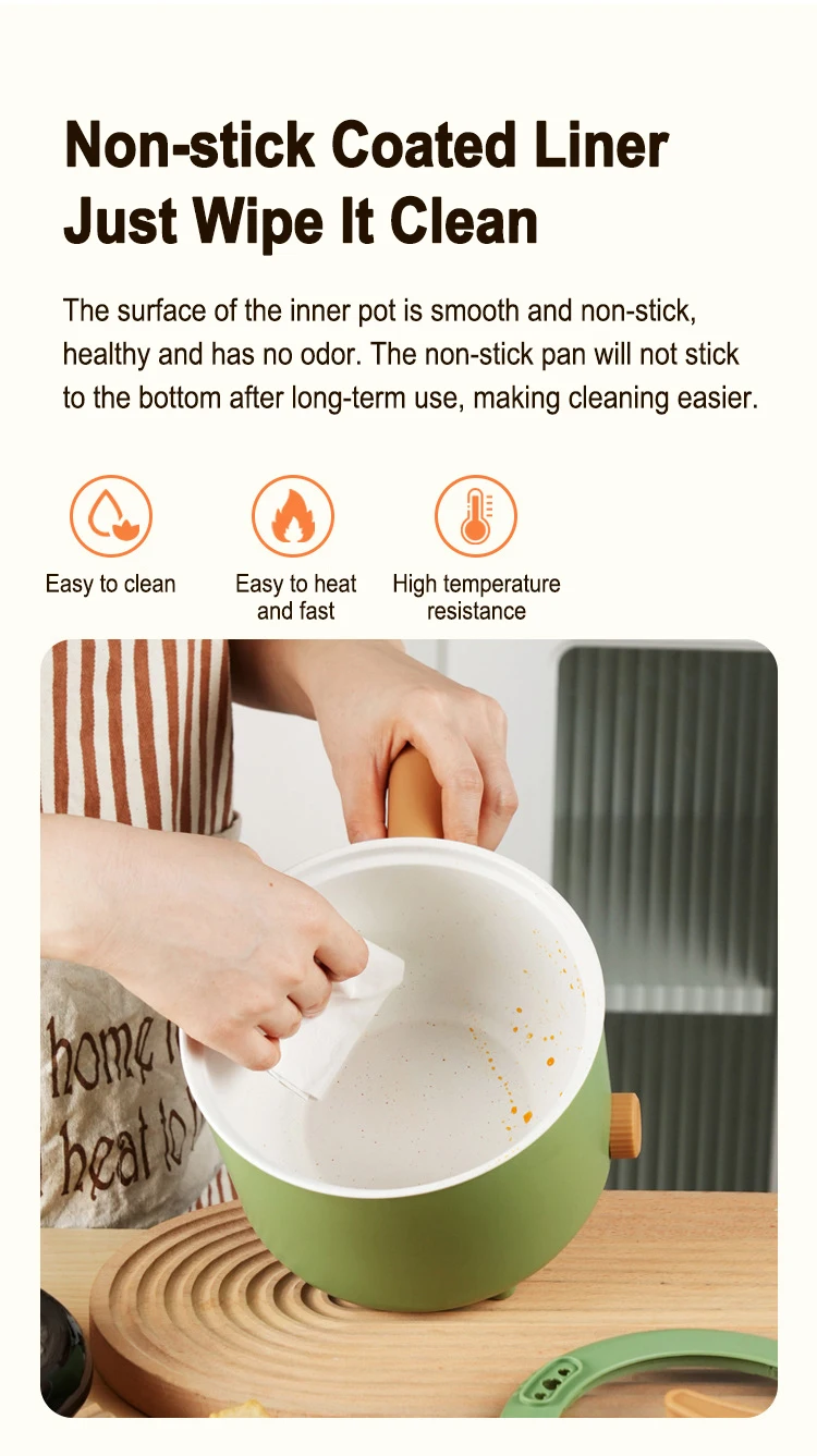 Olla el&eacute;ctrica, aparato de cocina de doble capa para el hogar, olla caliente, calentador de sopa, cocina multifunci&oacute;n, Mini sart&eacute;n antiadherente
